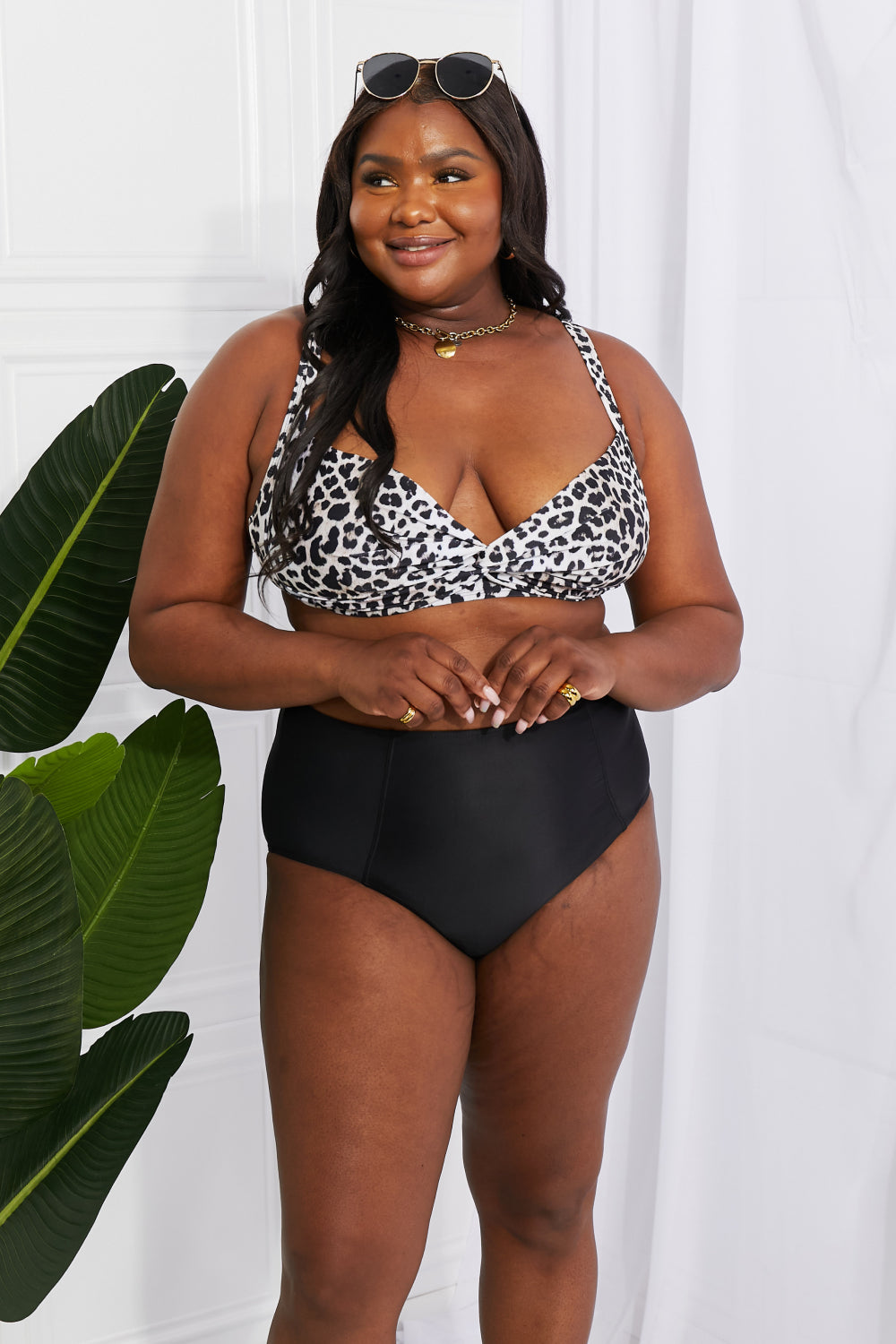 Marina West Swim Take A Dip Twist High-Rise Bikini in Leopard - AllIn Computer