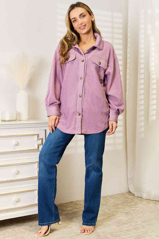 Heimish Cozy Girl Full Size Button Down Shacket - AllIn Computer