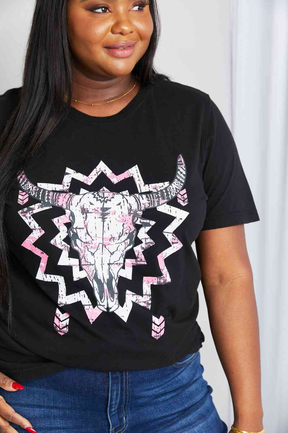 mineB Full Size Graphic Round Neck Tee Shirt - AllIn Computer