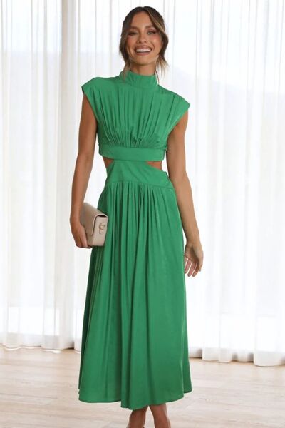 Cutout Mock Neck Sleeveless Dress - AllIn Computer