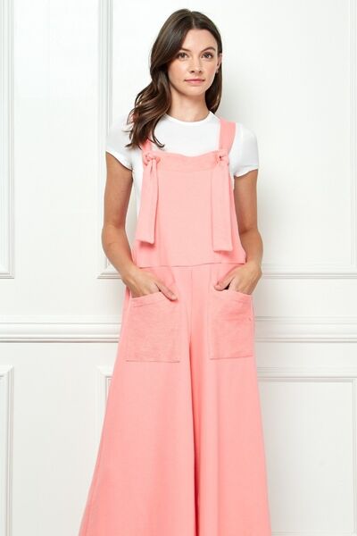 Veveret Wide Strap French Terry Overalls - AllIn Computer