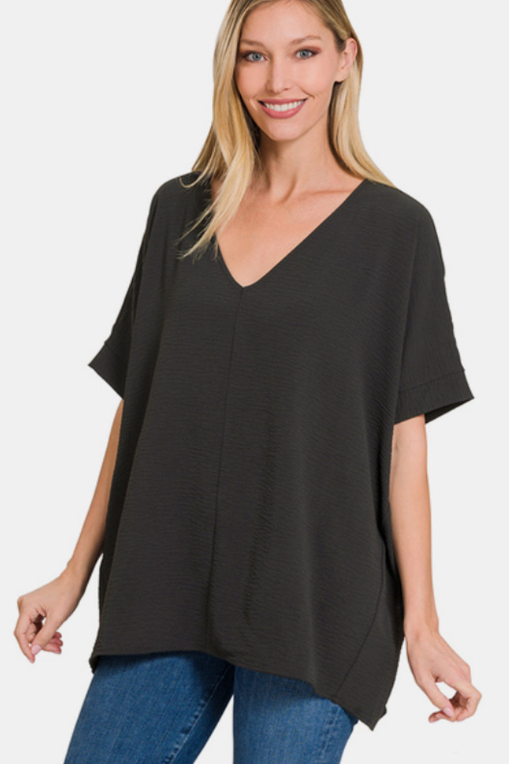 Zenana Full Size V-Neck Short Sleeve Top - AllIn Computer