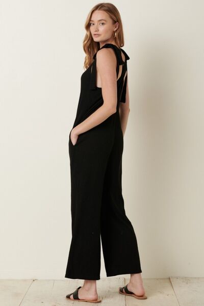 Mittoshop Rib Knit V-Neck Cross Back Jumpsuit - AllIn Computer