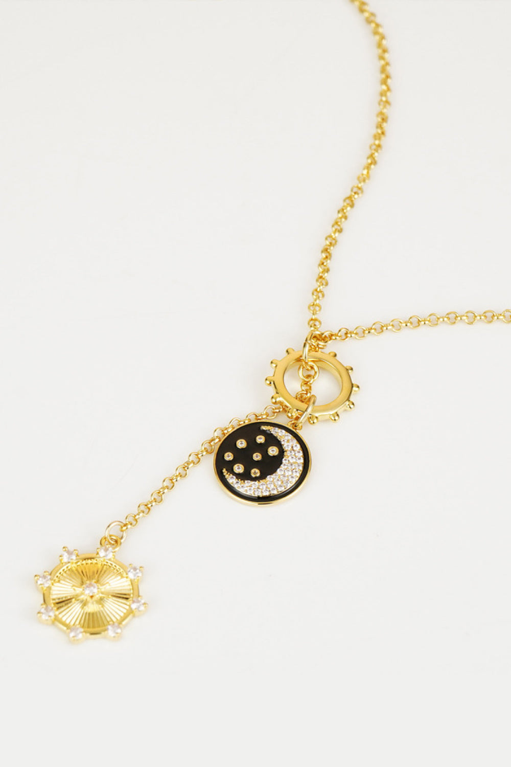 Zircon Sun and Moon Pendant Necklace - AllIn Computer