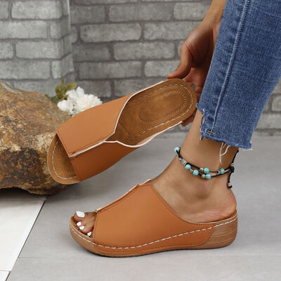 PU Leather Open Toe Sandals - AllIn Computer