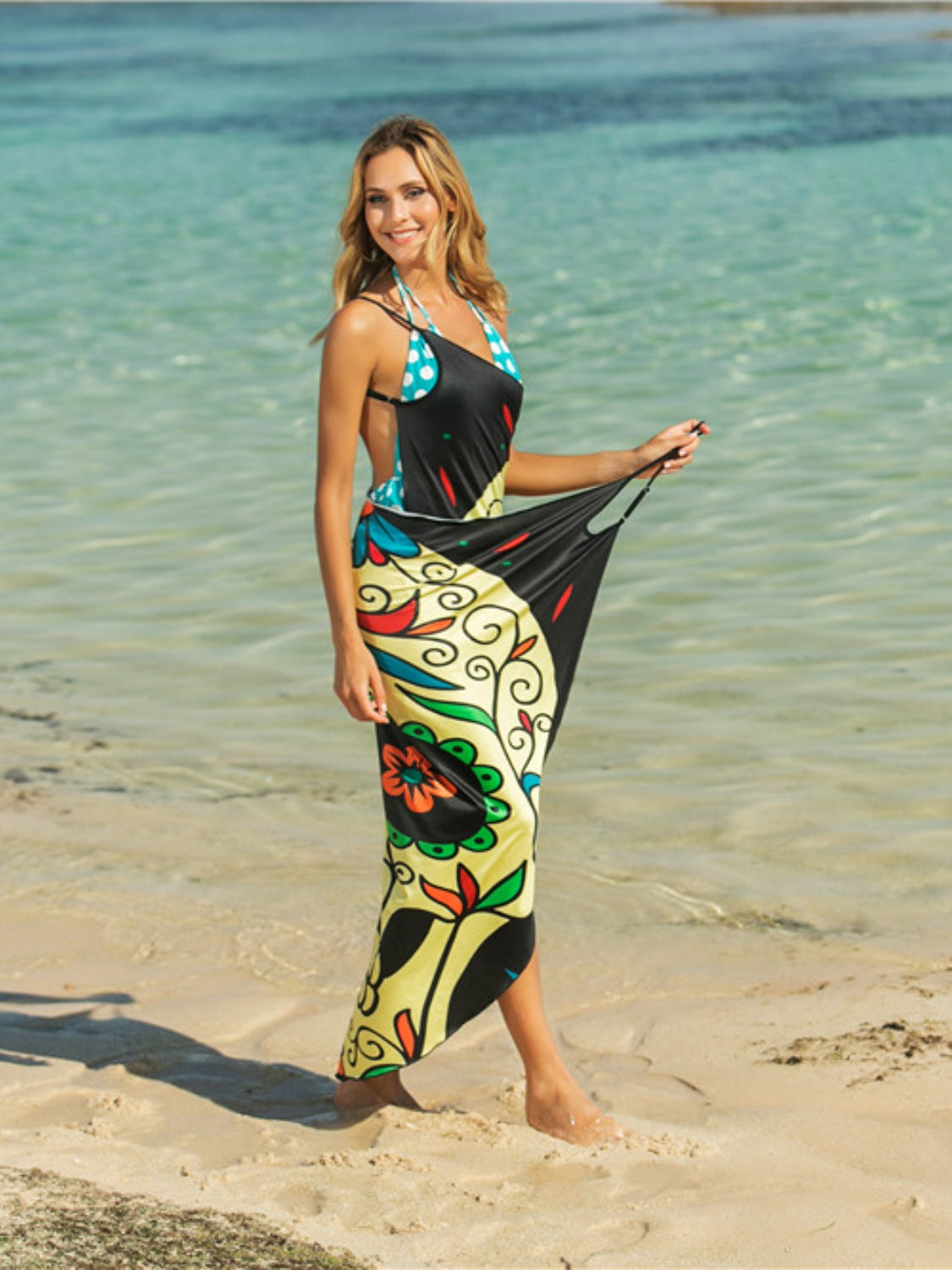 Printed Spaghetti Strap Cover Up - AllIn Computer