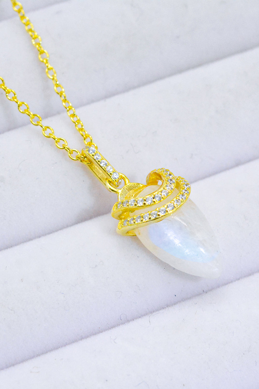 18K Gold-Plated Moonstone Pendant Necklace - AllIn Computer
