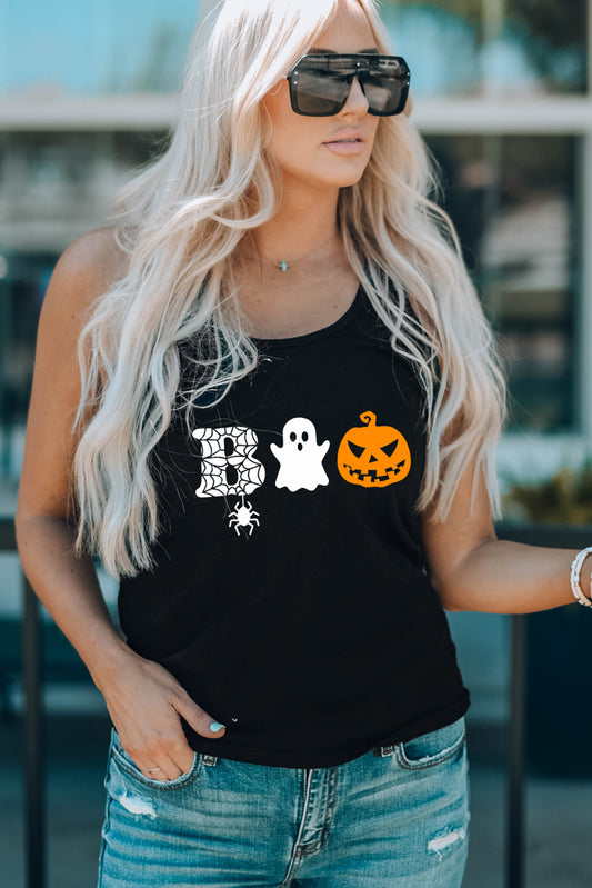 Round Neck BOO Graphic Tank Top - AllIn Computer