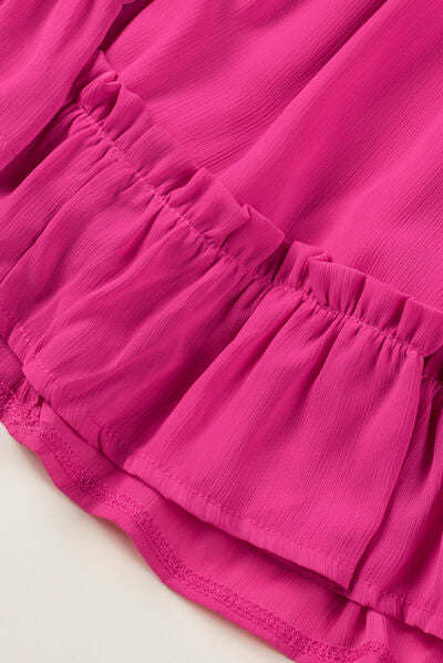 Frill Tie Neck Balloon Sleeve Dress - AllIn Computer