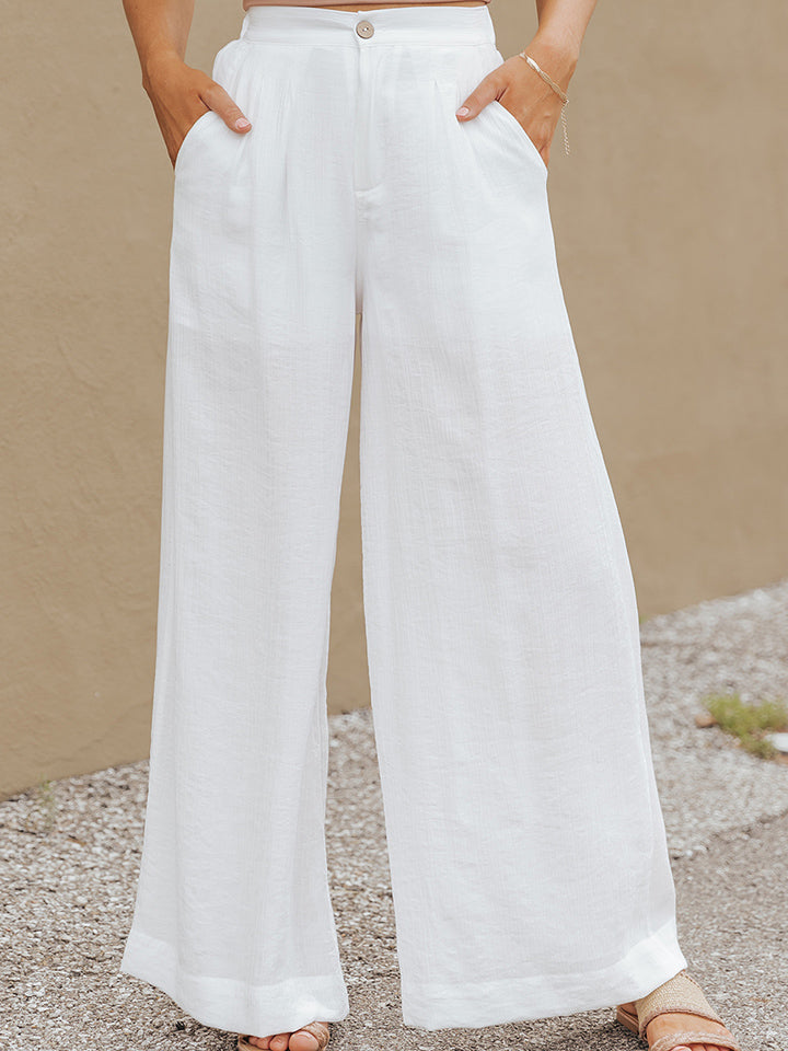 Wide Leg Buttoned Pants - AllIn Computer