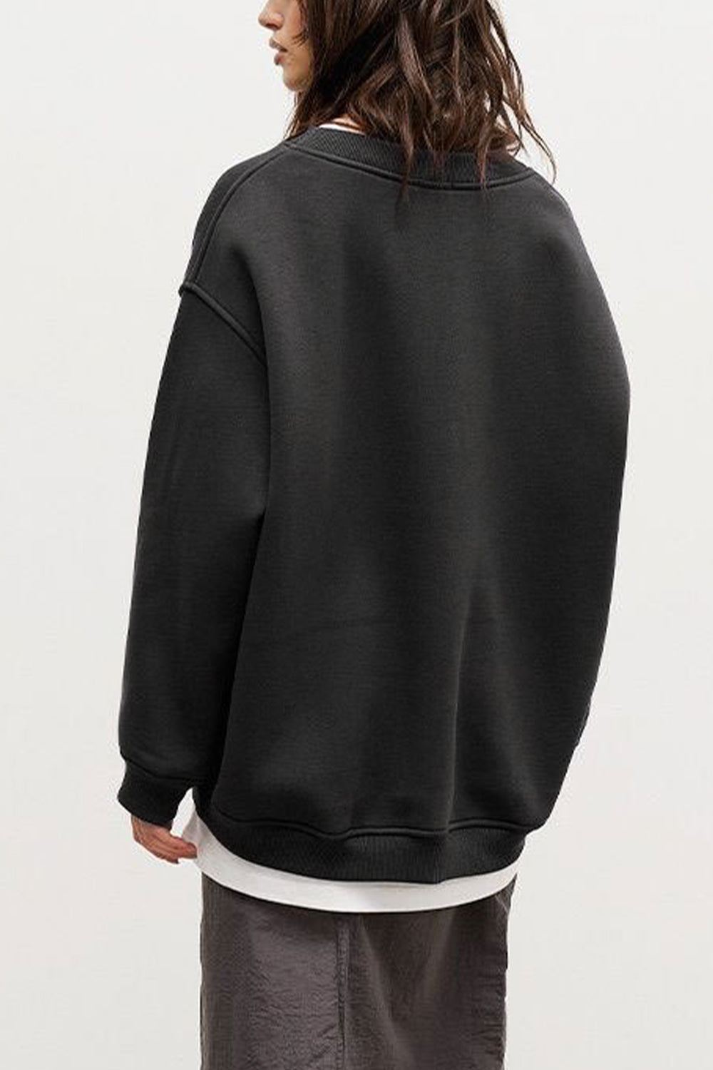 Oversize Round Neck Dropped Shoulder Sweatshirt - AllIn Computer