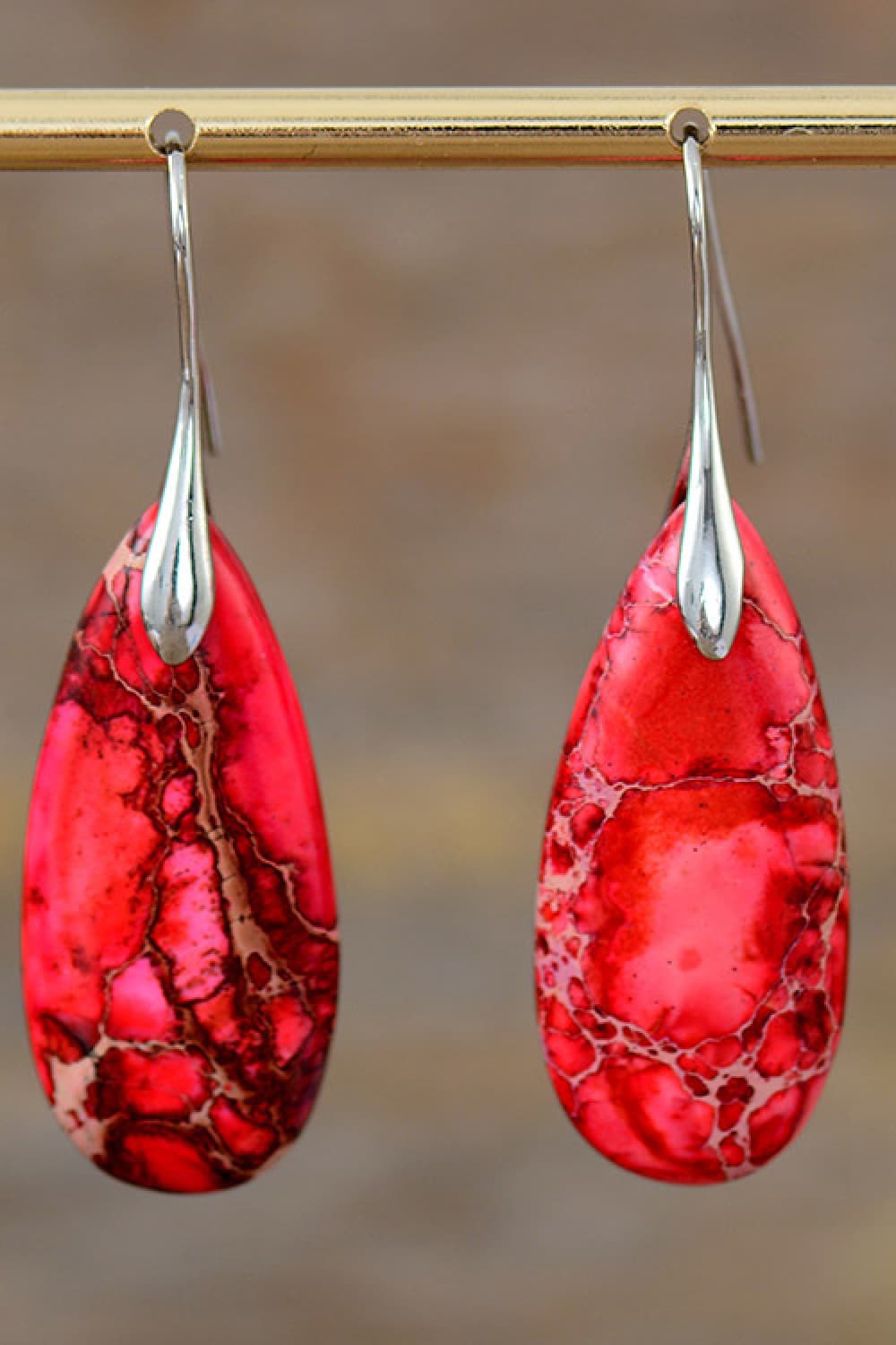 Handmade Teardrop Shape Natural Stone Dangle Earrings - AllIn Computer