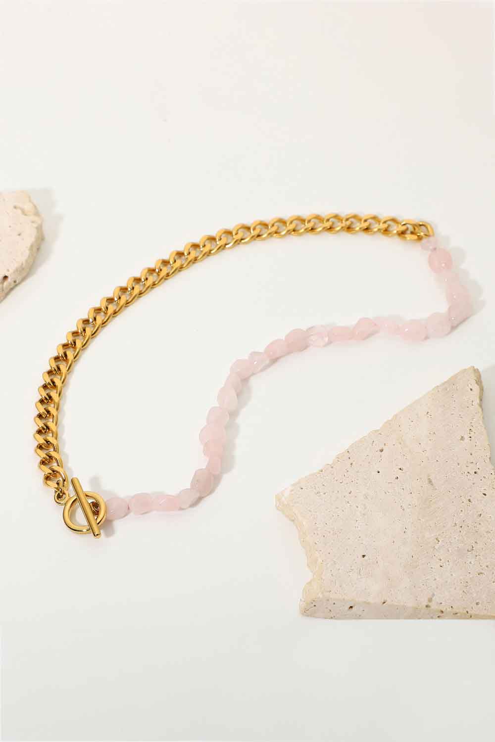 Stainless Steel Half Bead Half Chain Necklace - AllIn Computer