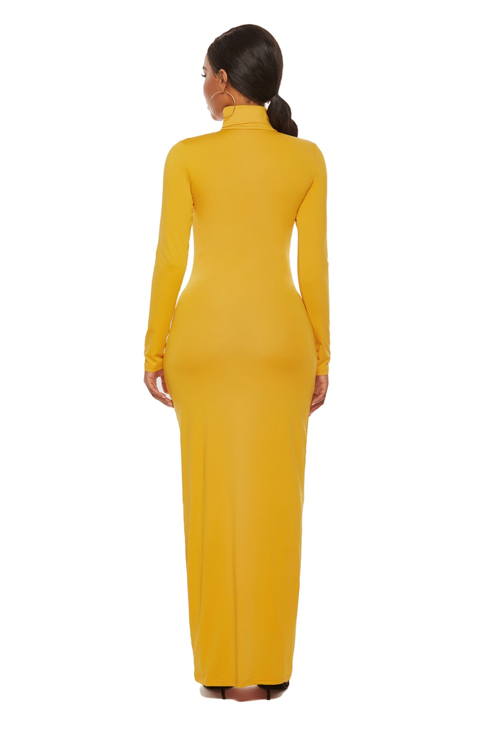 Mock Neck Long Sleeve Maxi Slim Dress - AllIn Computer