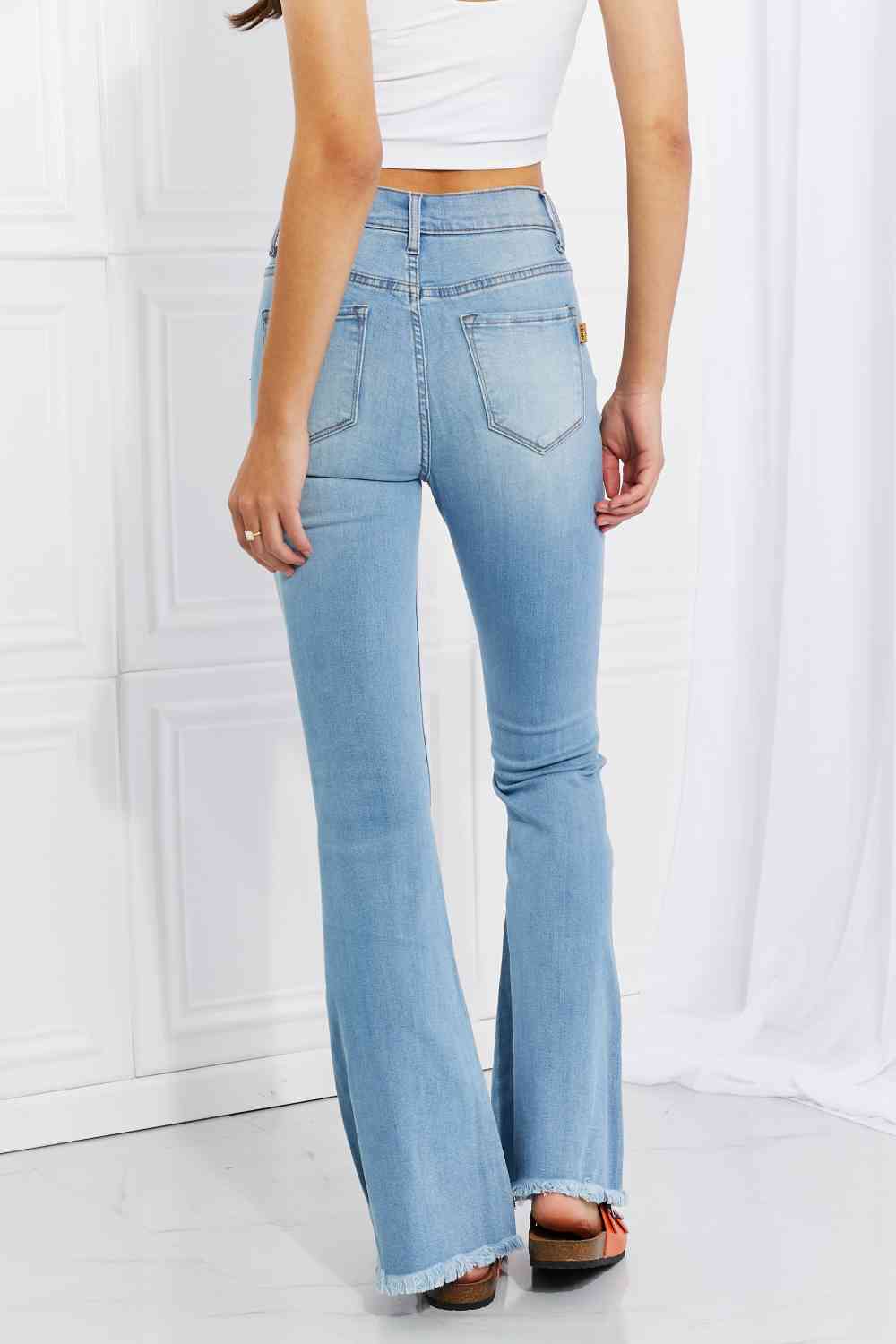 Vibrant MIU Full Size Jess Button Flare Jeans - AllIn Computer