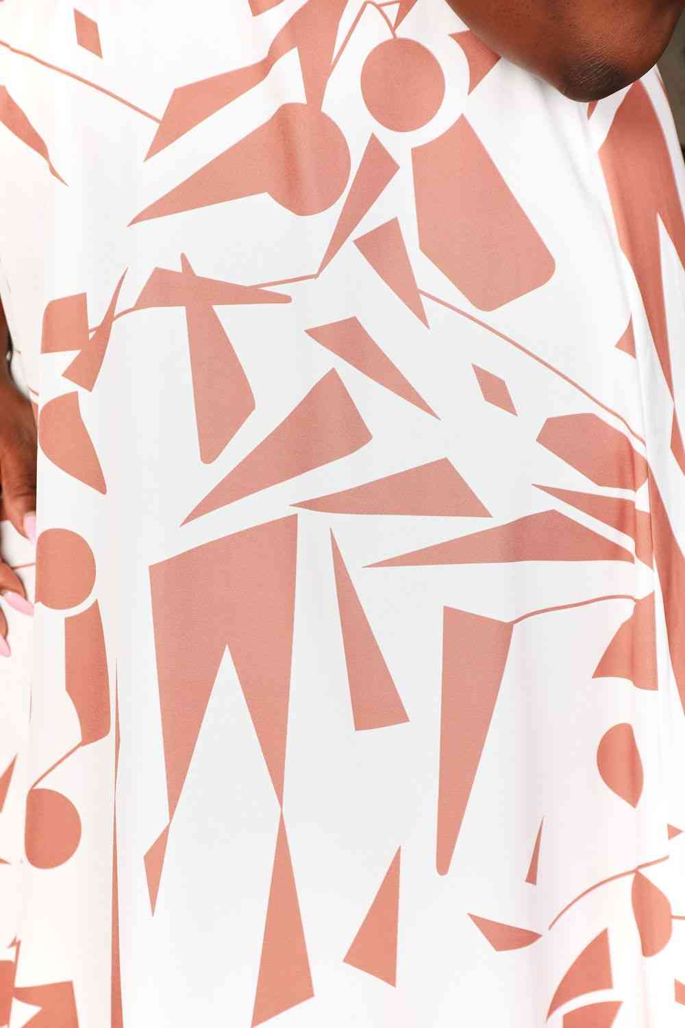 Double Take Printed Surplice Balloon Sleeve Dress - AllIn Computer