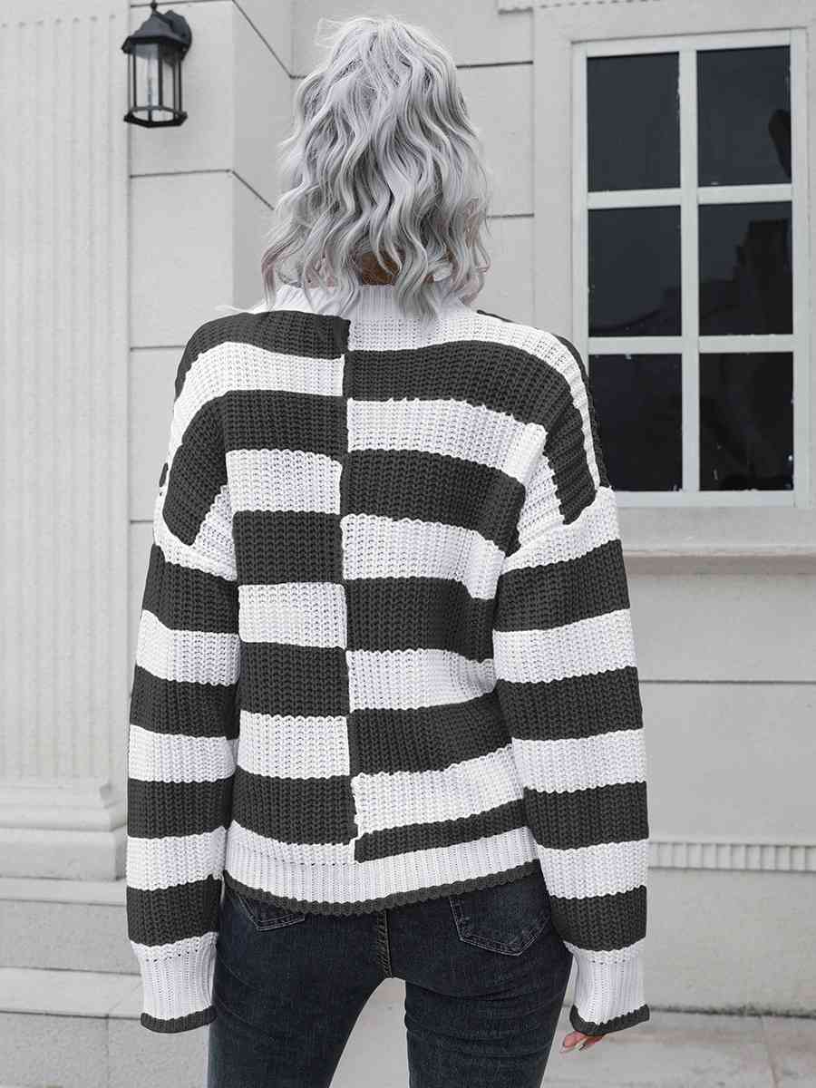 Two-Tone Dropped Shoulder Sweater - AllIn Computer