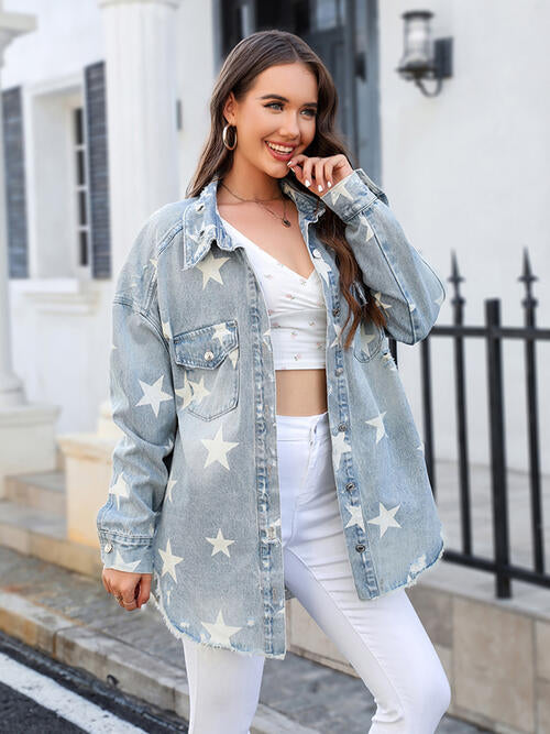 Star Denim Jacket with Pockets - AllIn Computer