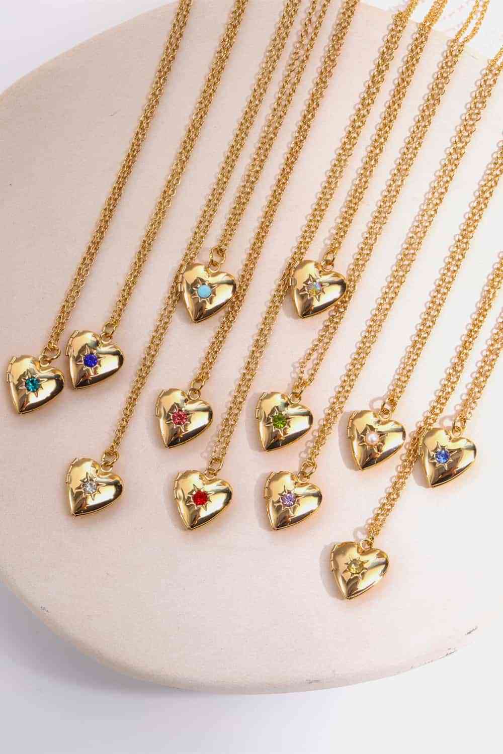 Zircon Heart Shape 14K Gold-Plated Pendant Necklace - AllIn Computer
