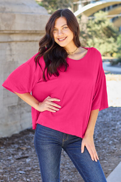Basic Bae Full Size Round Neck Drop Shoulder T-Shirt - AllIn Computer