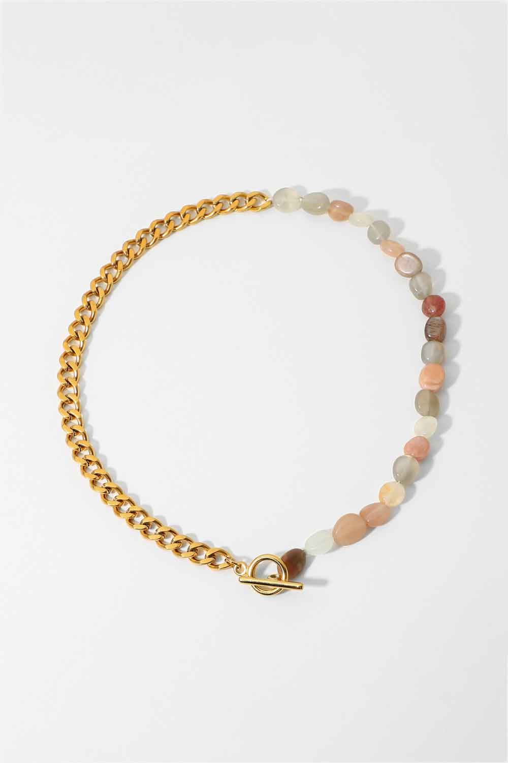 Stainless Steel Half Bead Half Chain Necklace - AllIn Computer