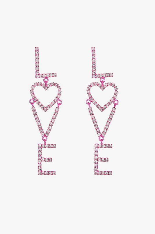 LOVE Glass Stone Zinc Alloy Earrings - AllIn Computer