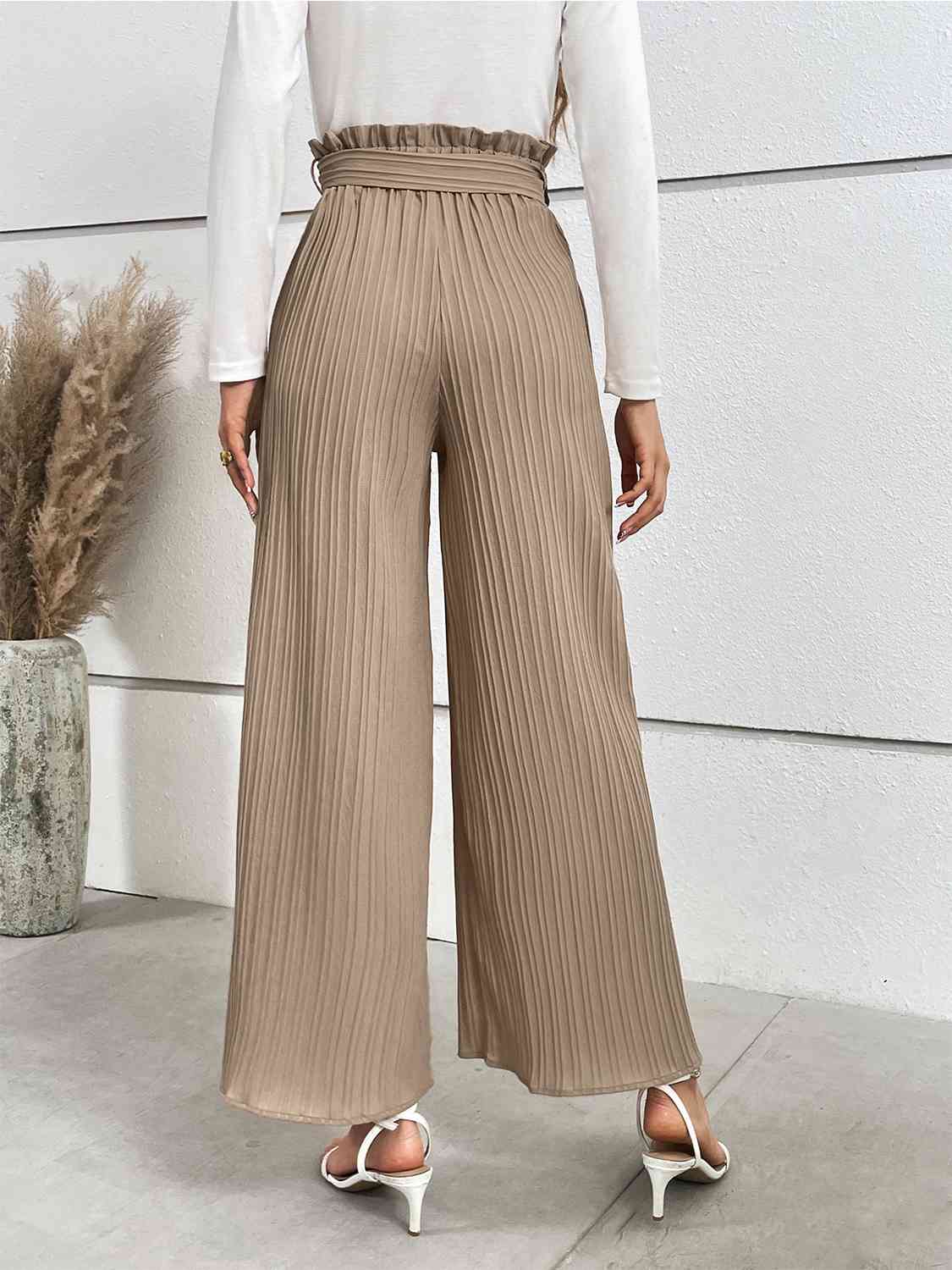 Tied Wide Leg Long Pants - AllIn Computer