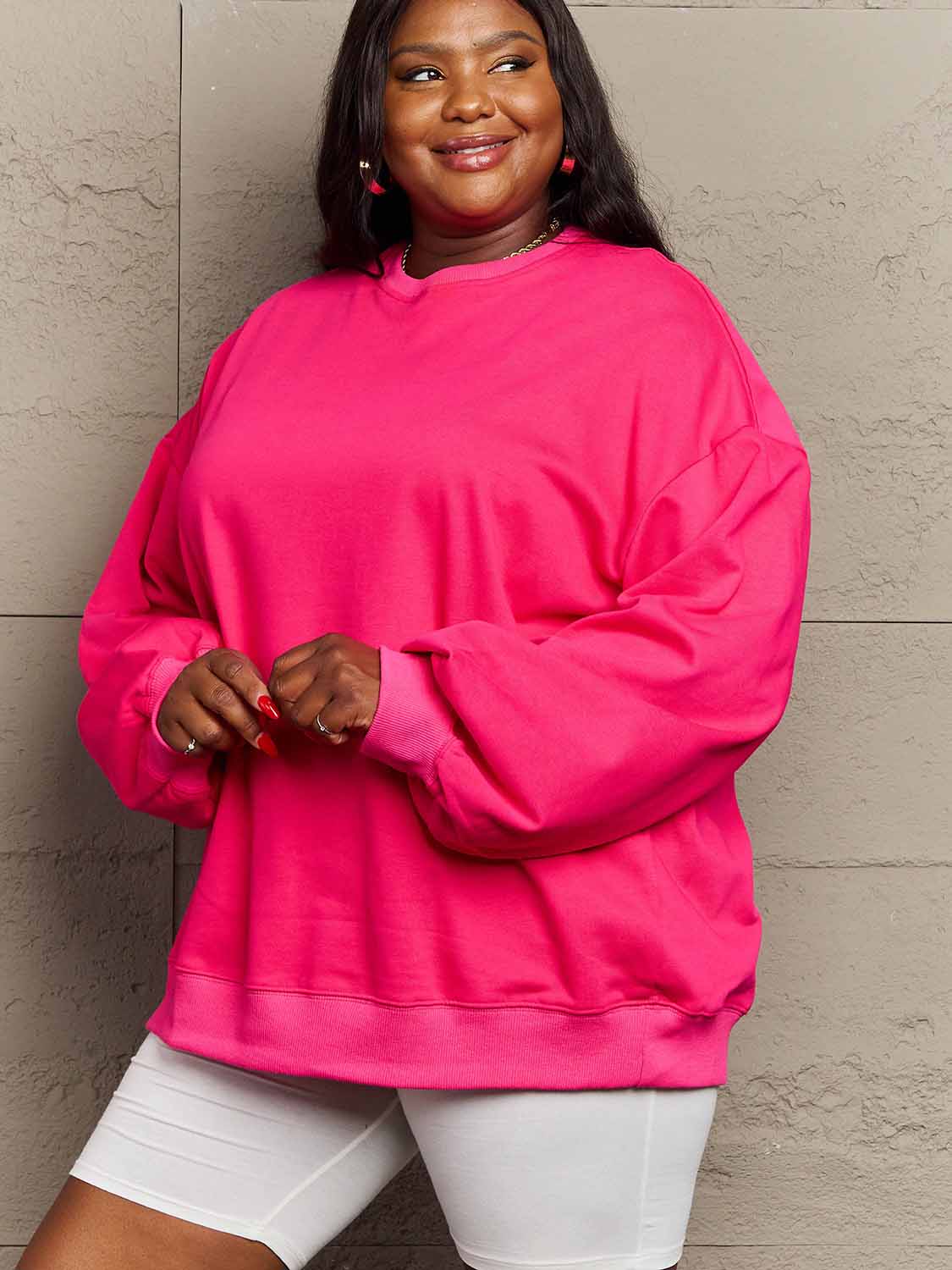 Simply Love Full Size Dropped Shoulder Sweatshirt - AllIn Computer