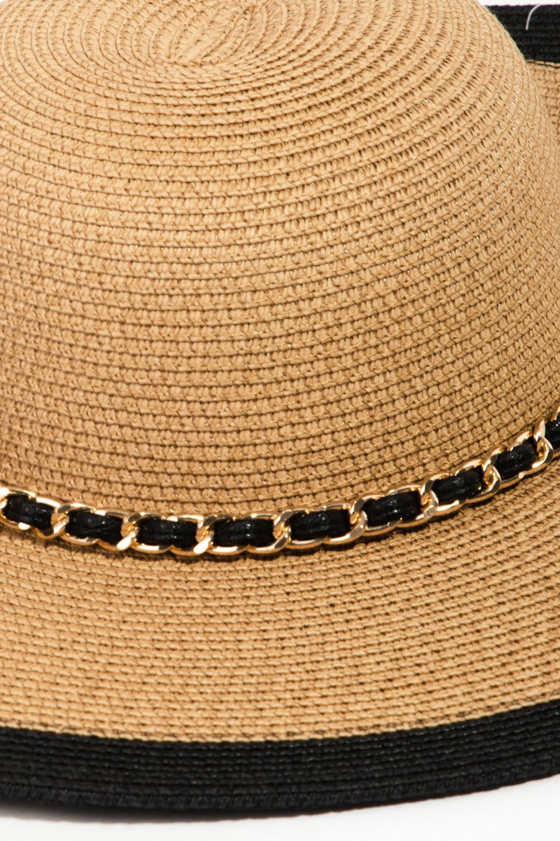Fame Chain Black Trim Straw Hat - AllIn Computer