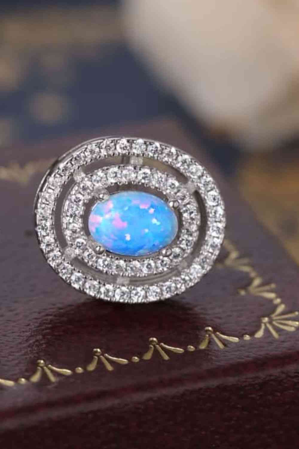 925 Sterling Silver Opal Round Stud Earrings - AllIn Computer