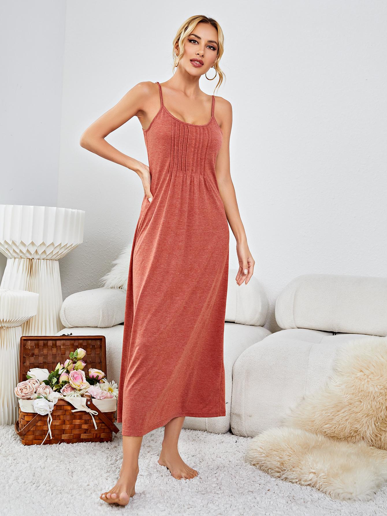 Scoop Neck Spaghetti Strap Night Dress - AllIn Computer