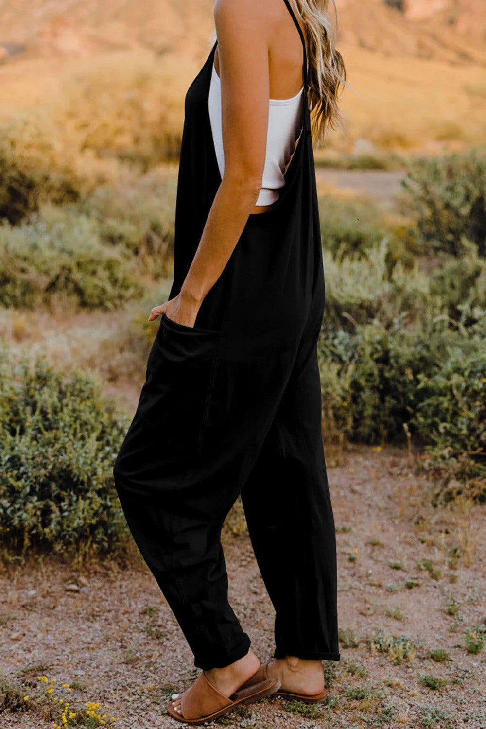 Double Take  V-Neck Sleeveless Jumpsuit with Pocket - AllIn Computer