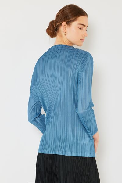 Marina West Swim Pleated Long Sleeve Boatneck Top - AllIn Computer