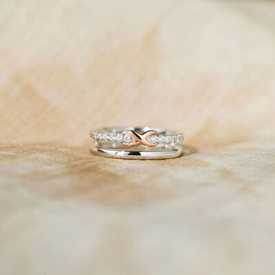 Double-Layered Zircon 925 Sterling Silver Ring - AllIn Computer