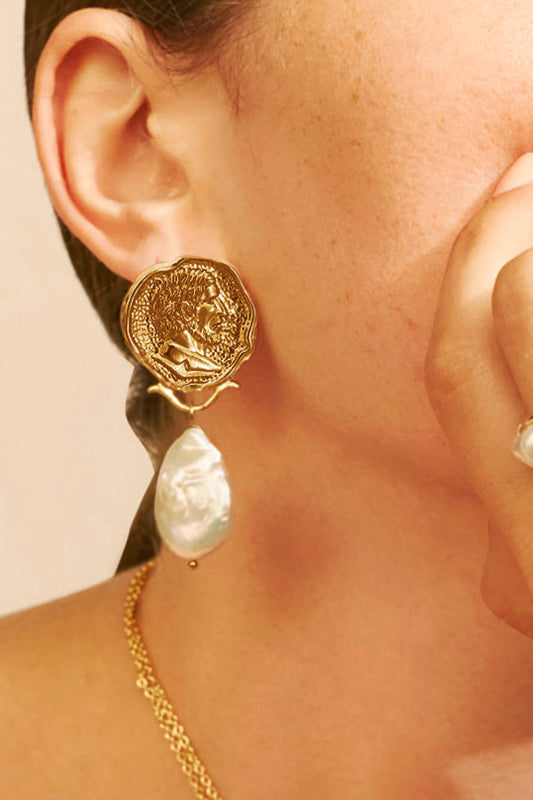 Gold-Plated Pearl Drop Earrings - AllIn Computer