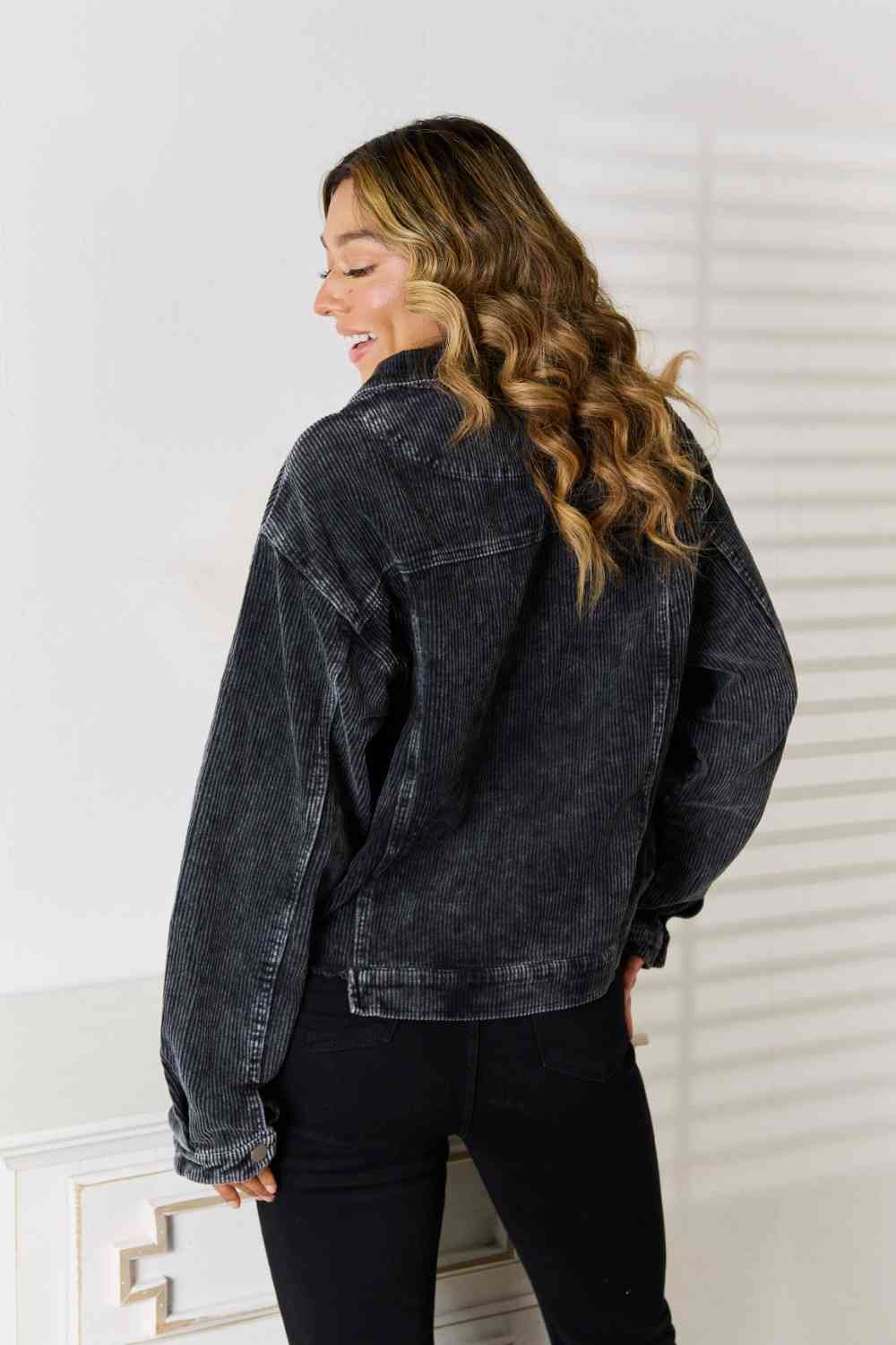 Raw Hem Button Down Jacket - AllIn Computer