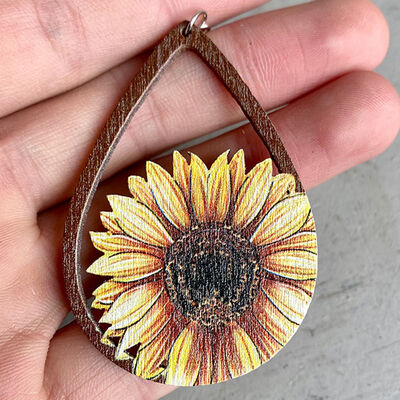 Hollowed Wooden Teardrop Earrings - AllIn Computer