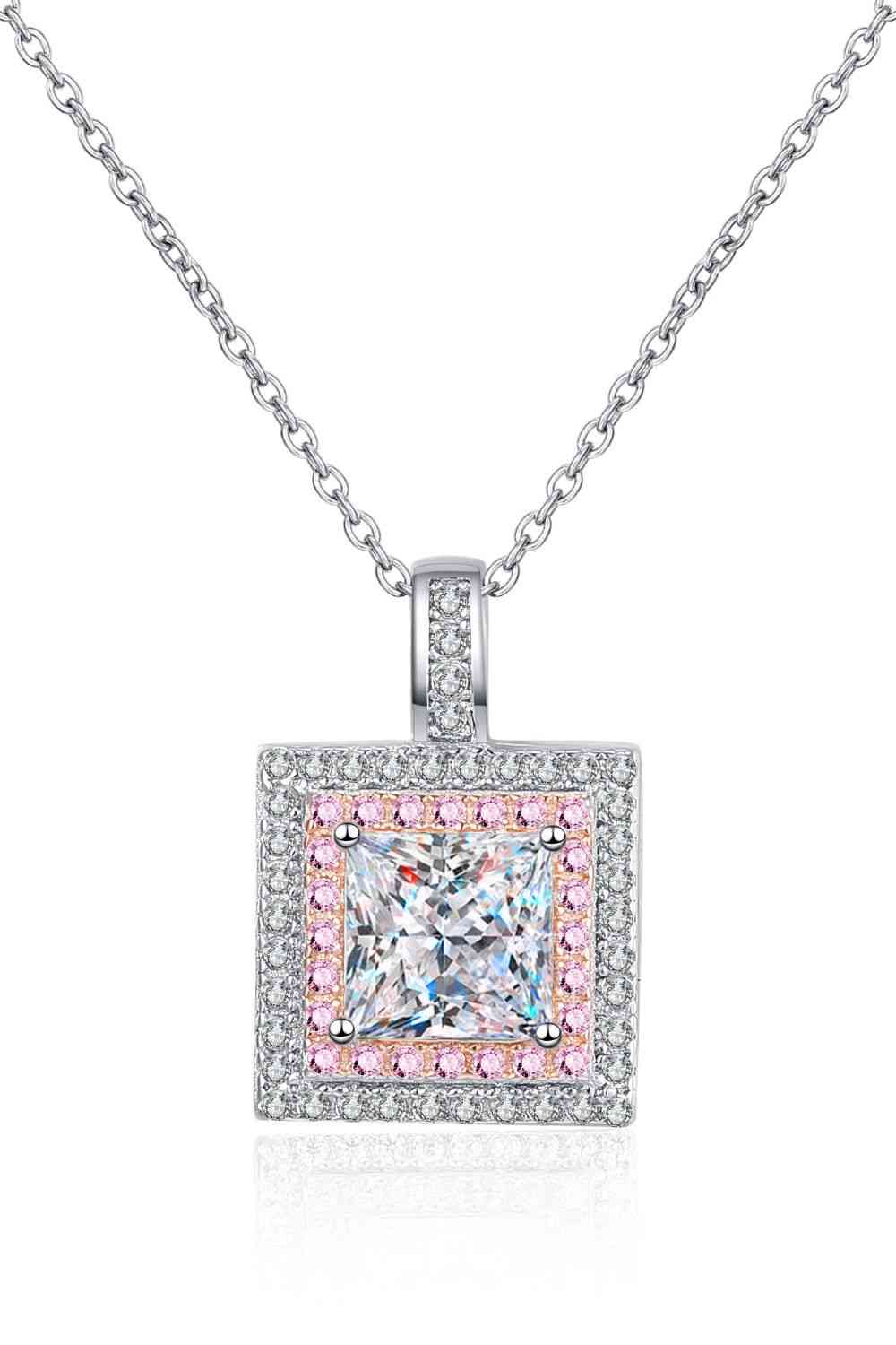 1 Carat Moissanite Square Pendant Chain Necklace - AllIn Computer