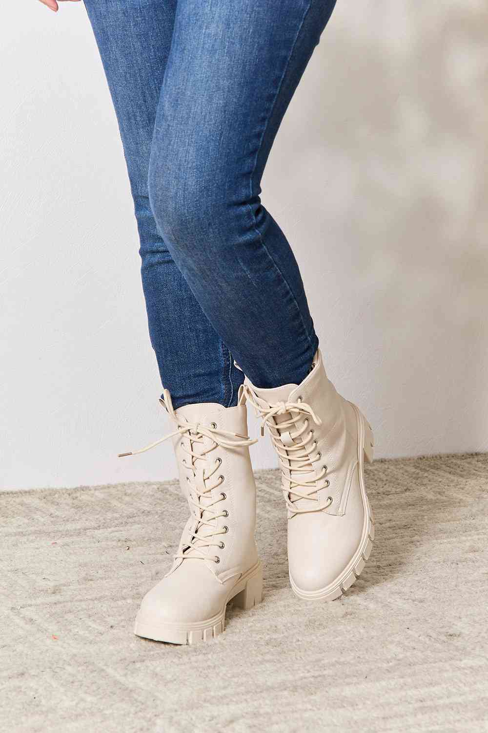 East Lion Corp Zip Back Lace-up Front Combat Boots - AllIn Computer