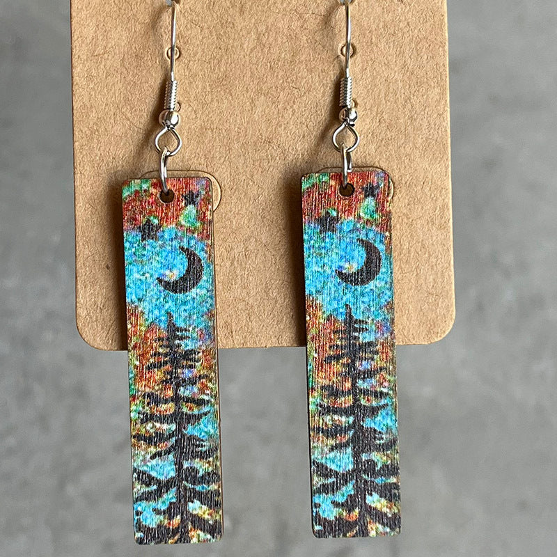 Square Shape Wooden Dangle Earrings - AllIn Computer
