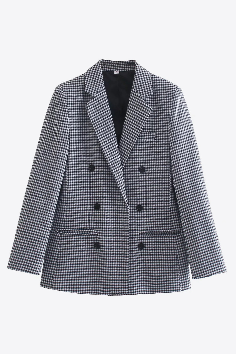 Plaid Double-Breasted Blazer - AllIn Computer