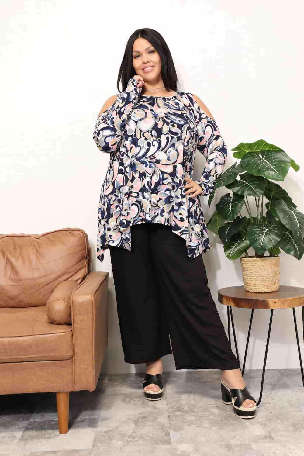 Sew In Love  Full Size Long Sleeve Flower Print Blouse - AllIn Computer