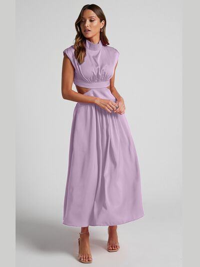 Cutout Mock Neck Sleeveless Dress - AllIn Computer