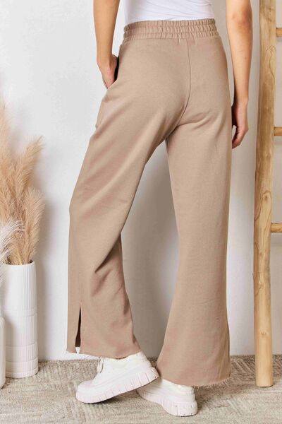 RISEN Wide Waistband Slit Wide-Leg Pants - AllIn Computer
