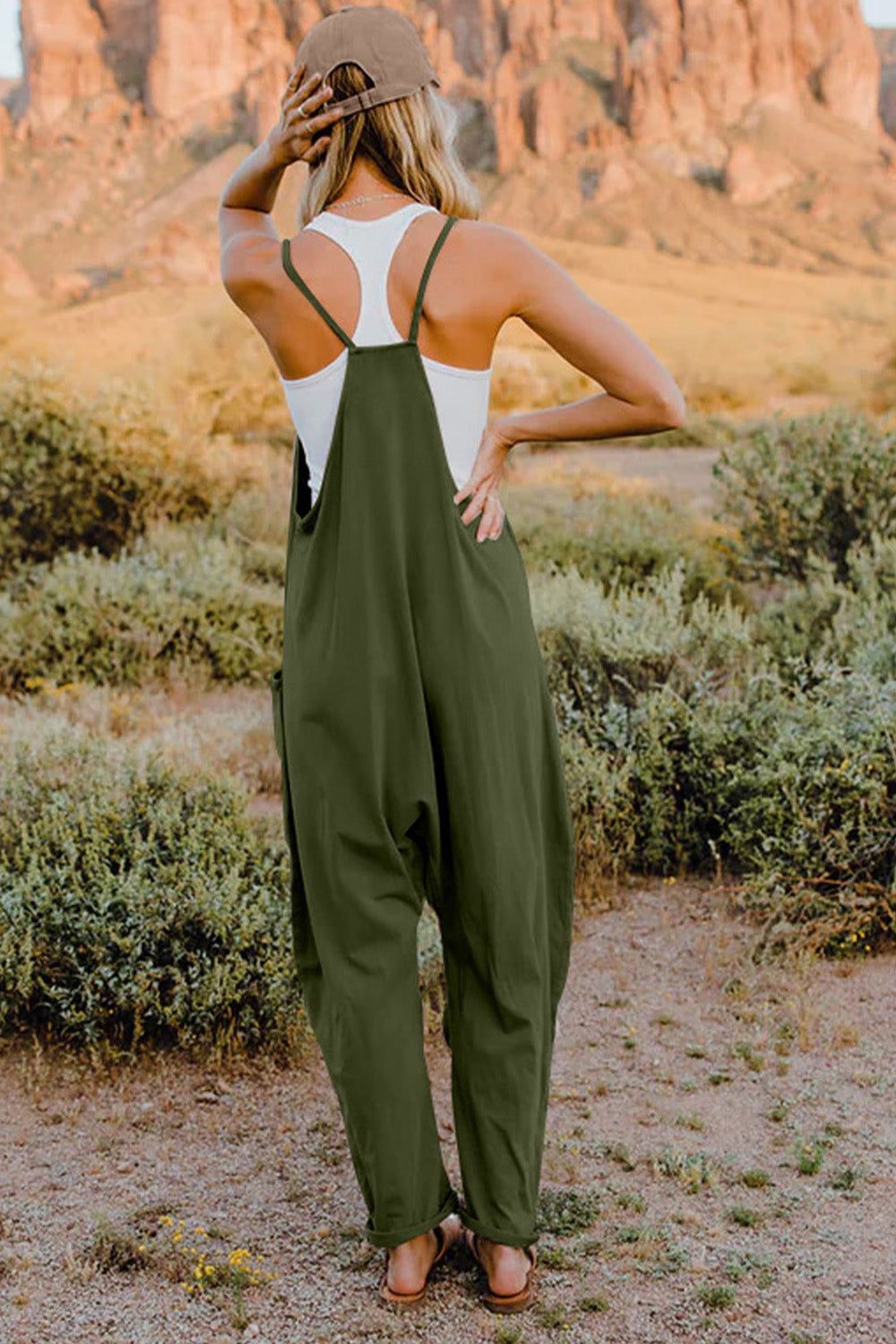 Double Take  V-Neck Sleeveless Jumpsuit with Pocket - AllIn Computer