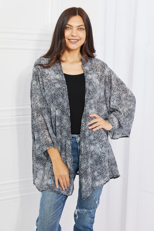 Melody Full Size Snake Print Chiffon Kimono - AllIn Computer