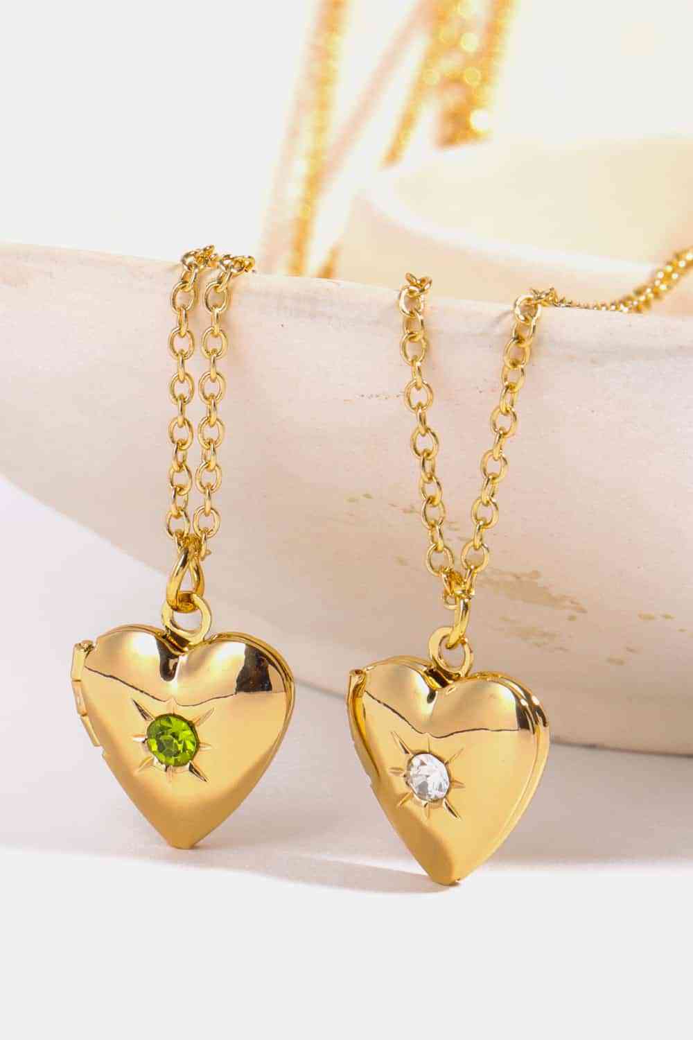 Zircon Heart Shape 14K Gold-Plated Pendant Necklace - AllIn Computer