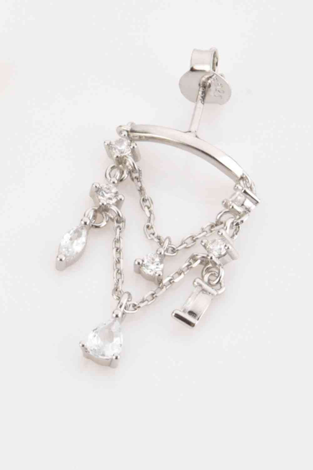 Zircon 925 Sterling Silver Single Chandelier Earring - AllIn Computer