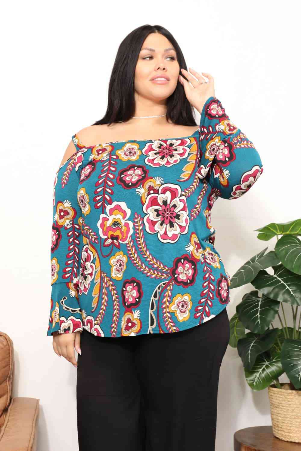 Sew In Love Full Size Floral Cold Shoulder Blouse - AllIn Computer