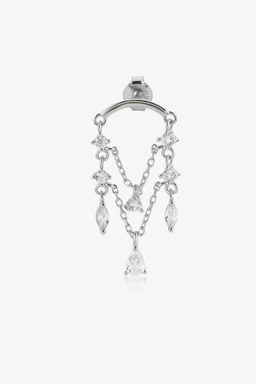 Zircon 925 Sterling Silver Single Chandelier Earring - AllIn Computer